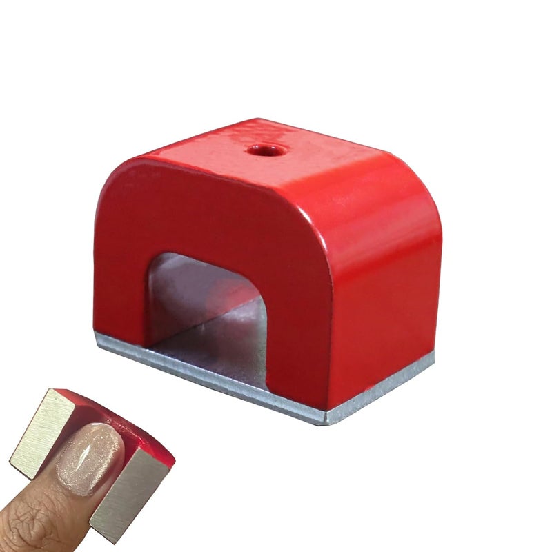 AOAUTO Horseshoe Magnet,U Horseshoe Magnet for Nails,Red Cast Alnico 5 Bridge Magnets with Keeper for Home, Office, and DIY - Image 1
